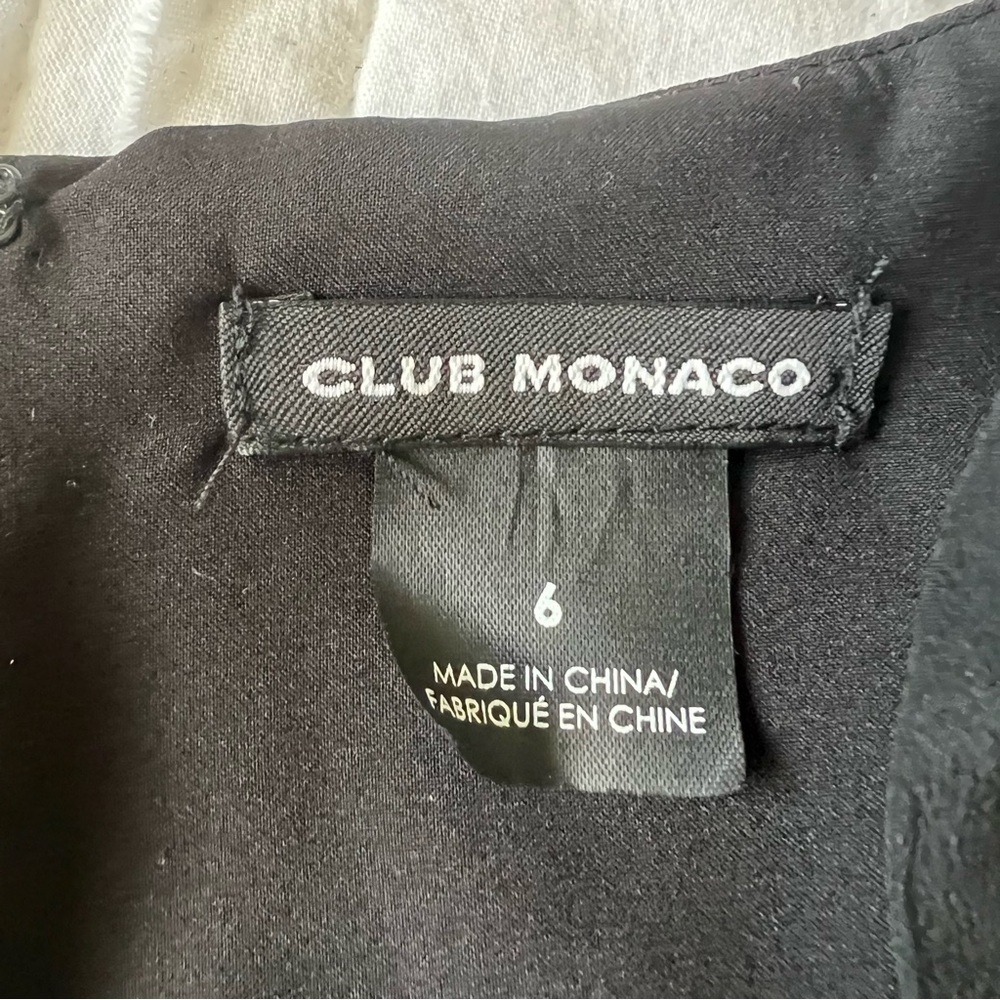 2/$30 Club Monaco Silk Asymmetrical Hem Black and White Sleeveless Dress SZ 6 - Picture 10 of 16